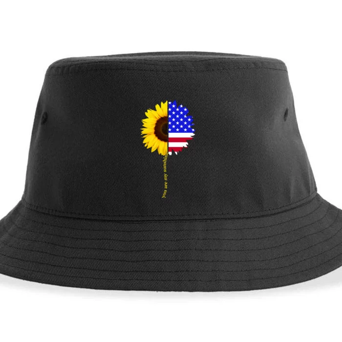 Sunflower American Flag You Are My Sunshine Sustainable Bucket Hat