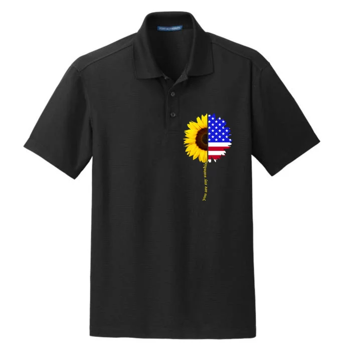 Sunflower American Flag You Are My Sunshine Dry Zone Grid Performance Polo