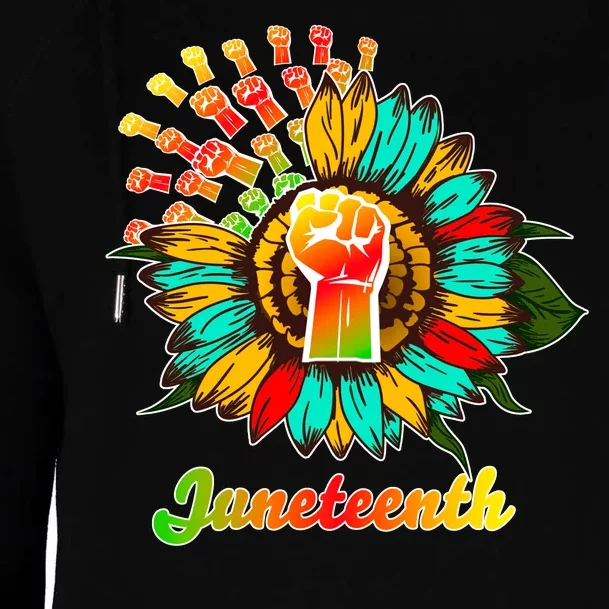 Sunflower Fist Juneteenth Black History African American Womens Funnel Neck Pullover Hood