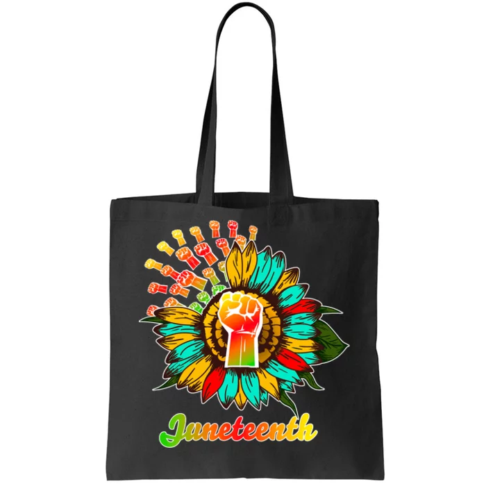 Sunflower Fist Juneteenth Black History African American Tote Bag