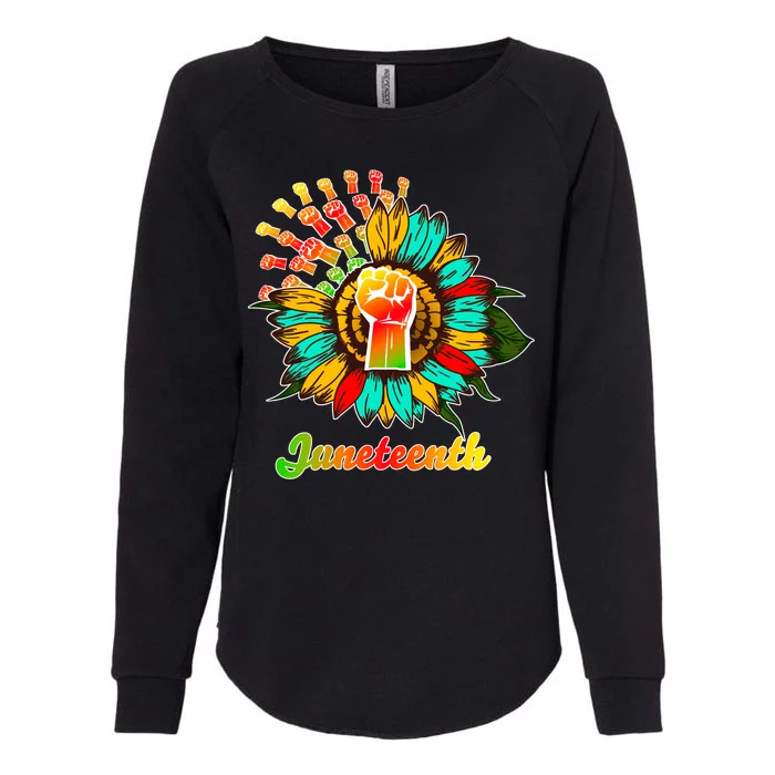 Sunflower Fist Juneteenth Black History African American Womens California Wash Sweatshirt