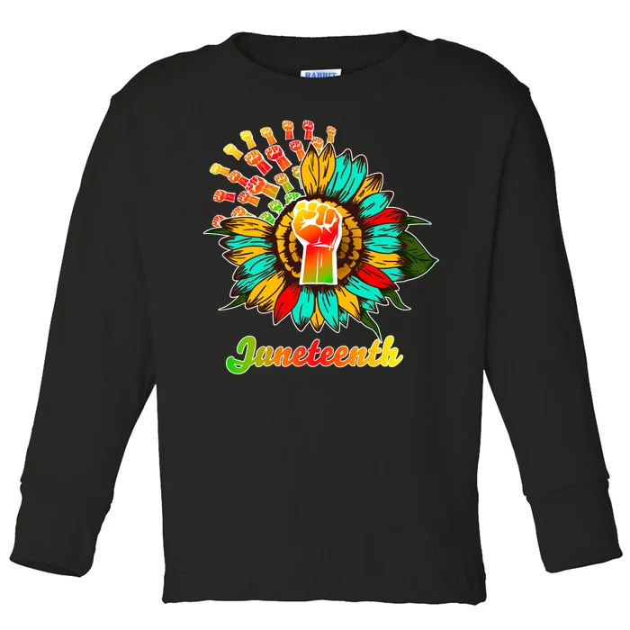 Sunflower Fist Juneteenth Black History African American Toddler Long Sleeve Shirt