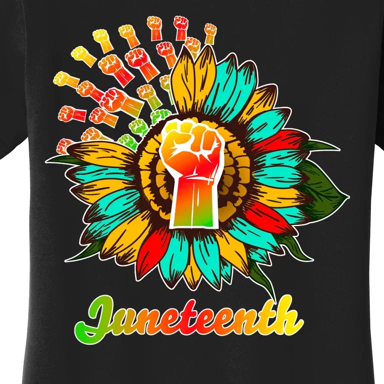 Sunflower Fist Juneteenth Black History African American Women's T-Shirt