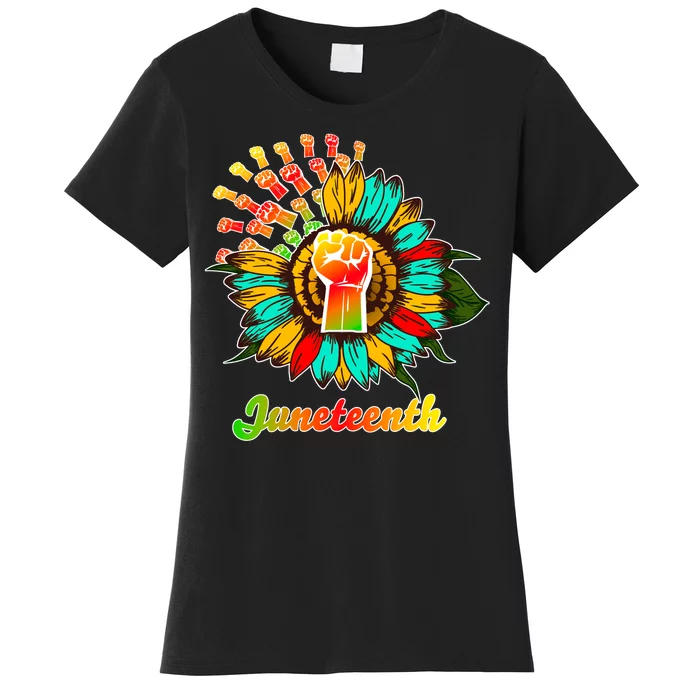 Sunflower Fist Juneteenth Black History African American Women's T-Shirt