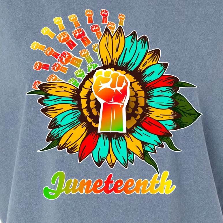 Sunflower Fist Juneteenth Black History African American Garment-Dyed Women's Muscle Tee