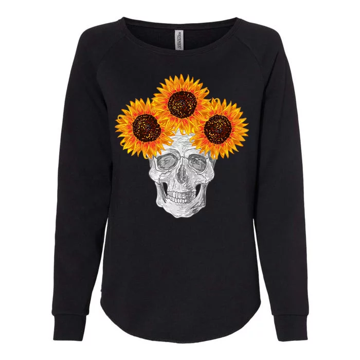 Sunflower Skull Womens California Wash Sweatshirt