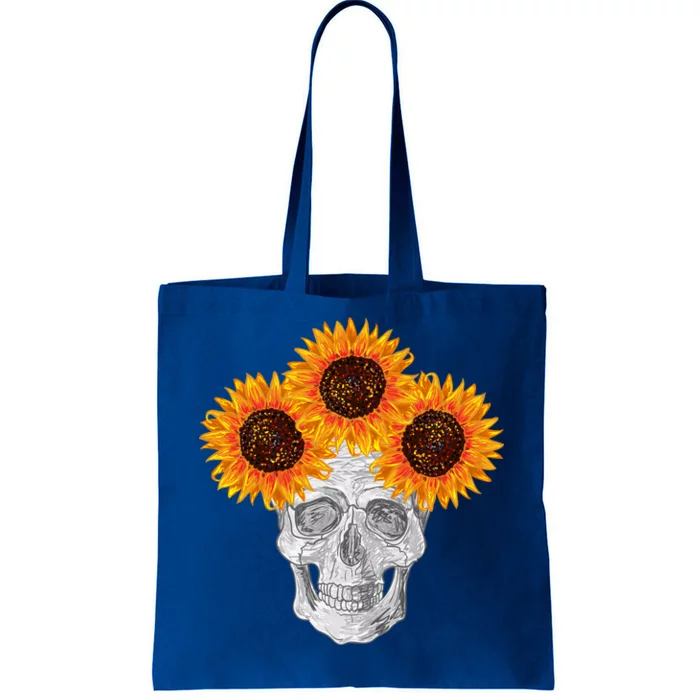 Sunflower Skull Tote Bag