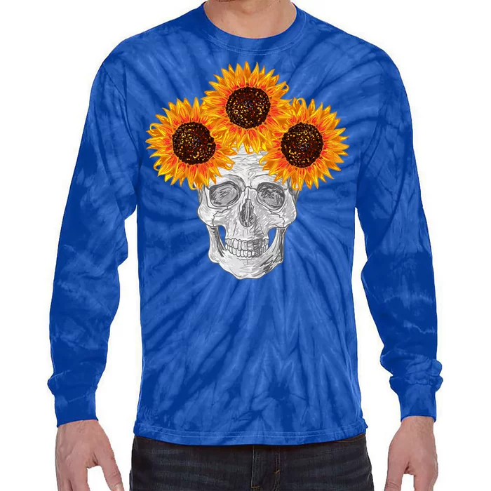 Sunflower Skull Tie-Dye Long Sleeve Shirt