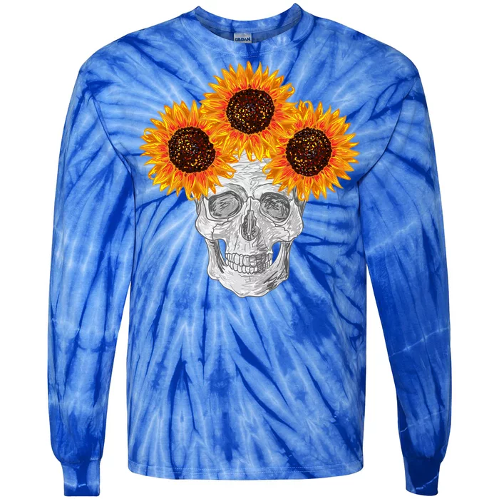 Sunflower Skull Tie-Dye Long Sleeve Shirt