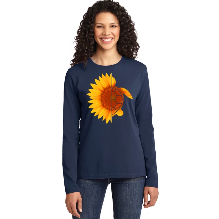 Sunflower Turtle Ladies Long Sleeve Shirt