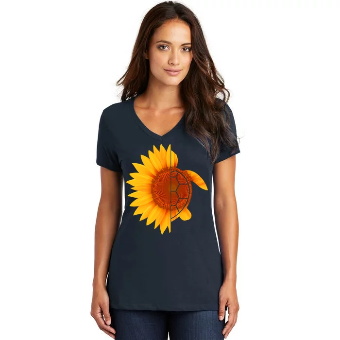 Sunflower Turtle Women's V-Neck T-Shirt