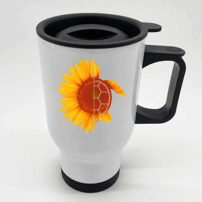 Sunflower Turtle Front & Back Stainless Steel Travel Mug