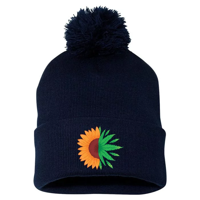 Sunflower Weed Pom Pom 12in Knit Beanie