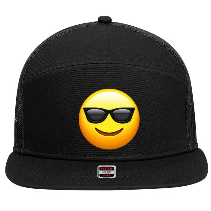 Sunglasses Emoji Cool Smiley 7 Panel Mesh Trucker Snapback Hat