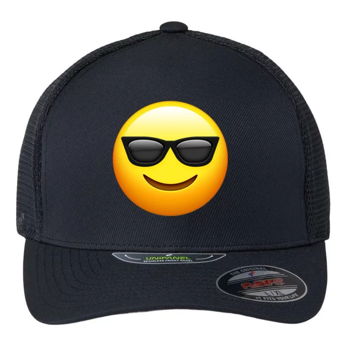 Sunglasses Emoji Cool Smiley Flexfit Unipanel Trucker Cap