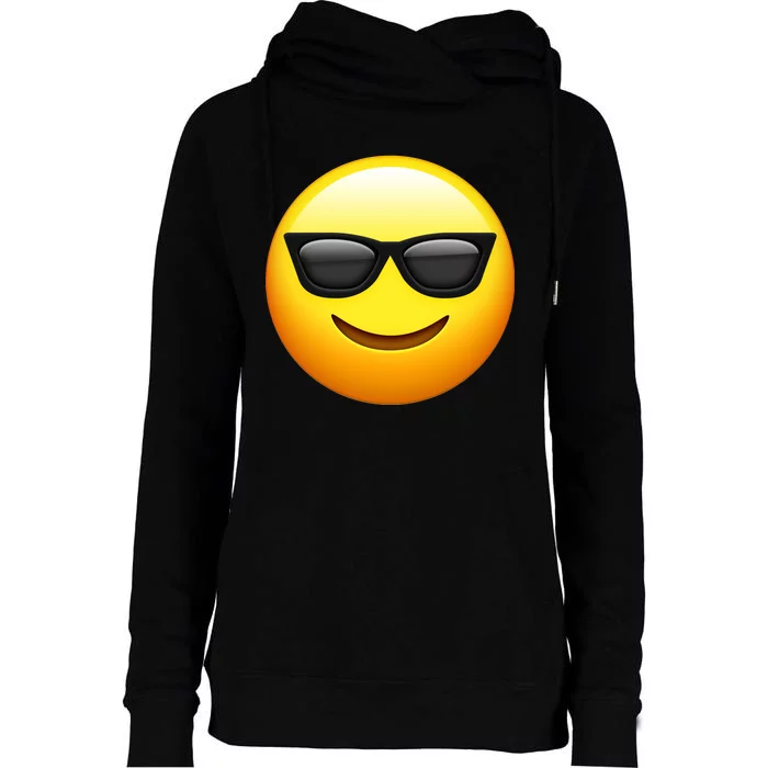 Sunglasses Emoji Cool Smiley Womens Funnel Neck Pullover Hood