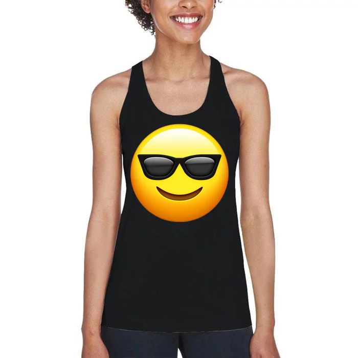 Sunglasses Emoji Cool Smiley Women's Racerback Tank