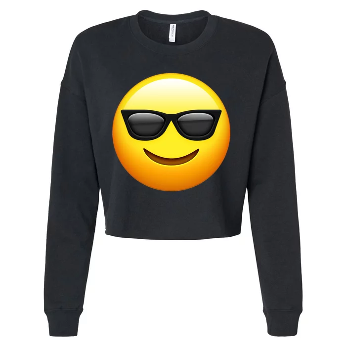 Sunglasses Emoji Cool Smiley Cropped Pullover Crew