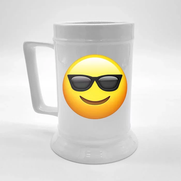 Sunglasses Emoji Cool Smiley Front & Back Beer Stein