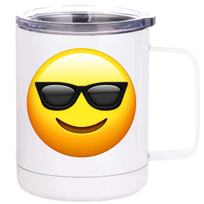 Sunglasses Emoji Cool Smiley Front & Back 12oz Stainless Steel Tumbler Cup