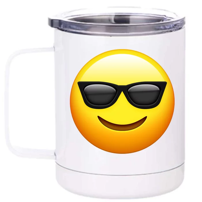 Sunglasses Emoji Cool Smiley Front & Back 12oz Stainless Steel Tumbler Cup