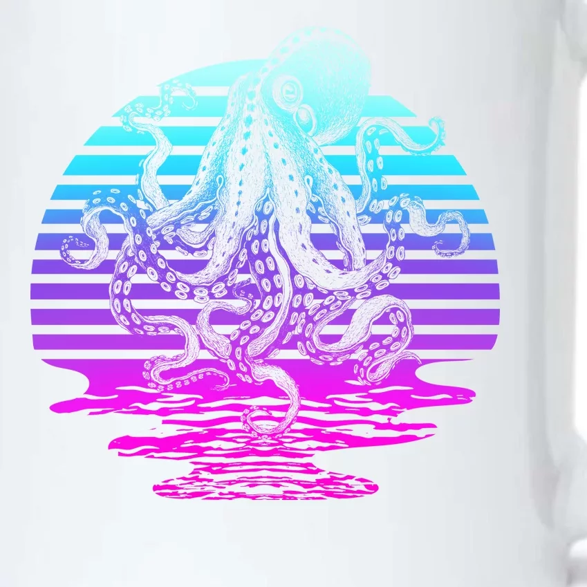 Sunrise Octopus Vaporwave Black Color Changing Mug