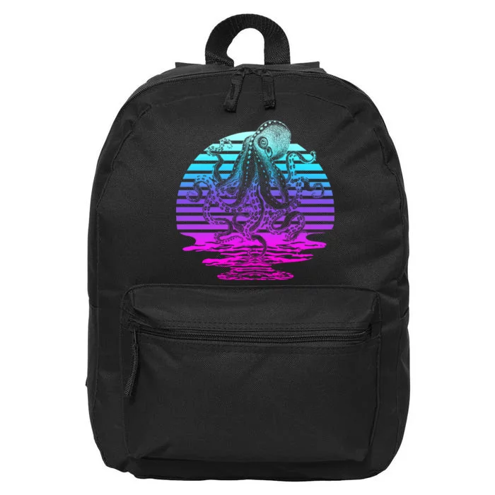 Sunrise Octopus Vaporwave 16 in Basic Backpack