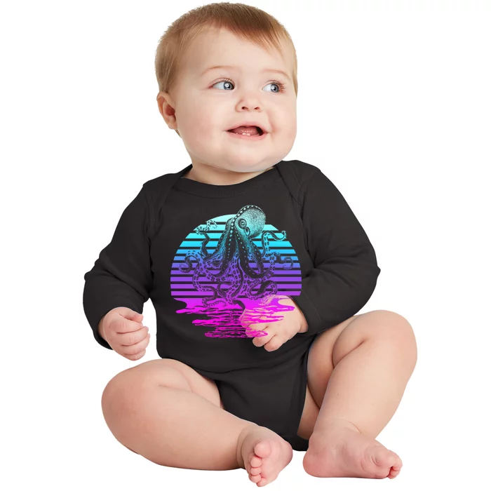 Sunrise Octopus Vaporwave Baby Long Sleeve Bodysuit