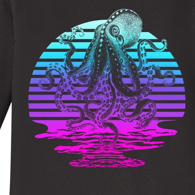 Sunrise Octopus Vaporwave Baby Long Sleeve Bodysuit