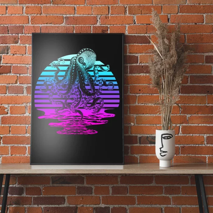 Sunrise Octopus Vaporwave Poster