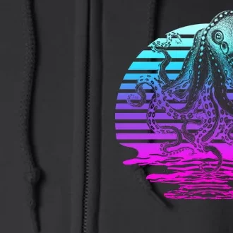 Sunrise Octopus Vaporwave Full Zip Hoodie