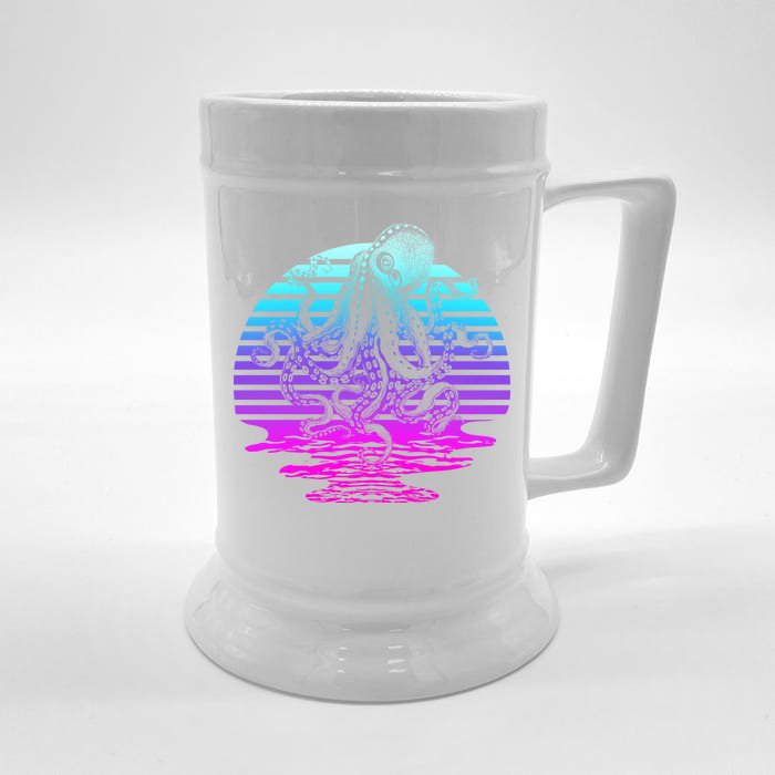 Sunrise Octopus Vaporwave Front & Back Beer Stein