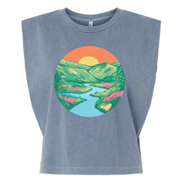 Sunrise Painting Garment-Dyed Women's Muscle Tee