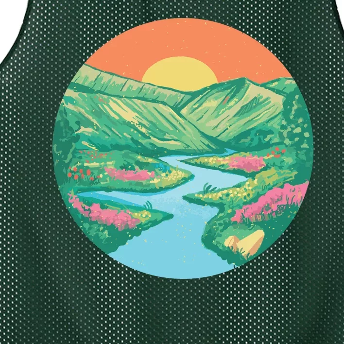 Sunrise Painting Mesh Reversible Basketball Jersey Tank