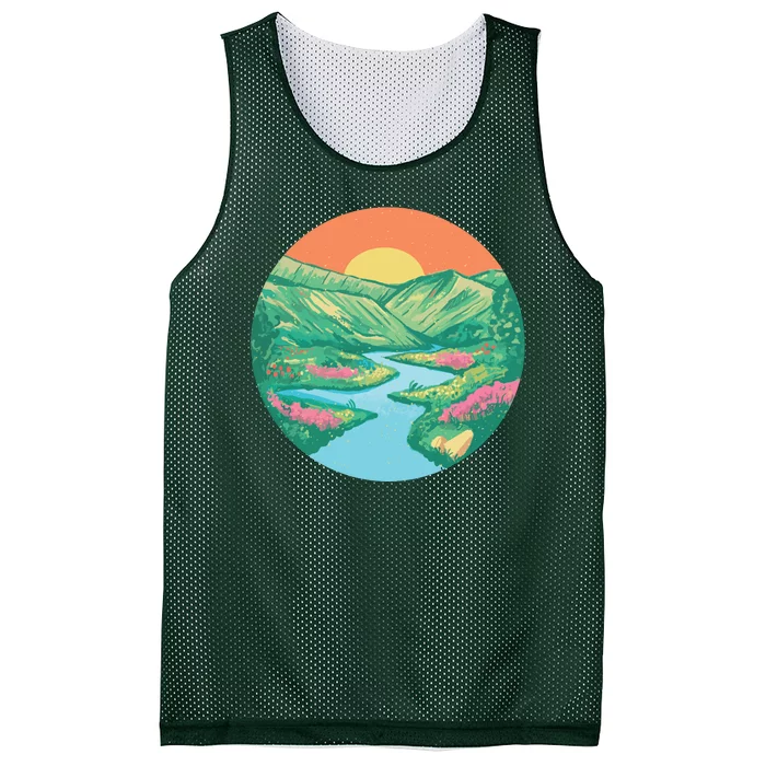 Sunrise Painting Mesh Reversible Basketball Jersey Tank