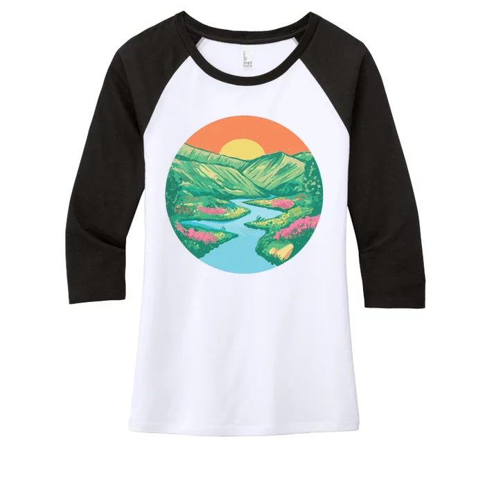 Sunrise Painting Women's Tri-Blend 3/4-Sleeve Raglan Shirt