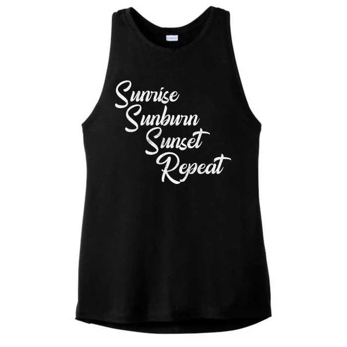 Sunrise Sunburn Sunset Repeat Vintage Ladies Tri-Blend Wicking Tank