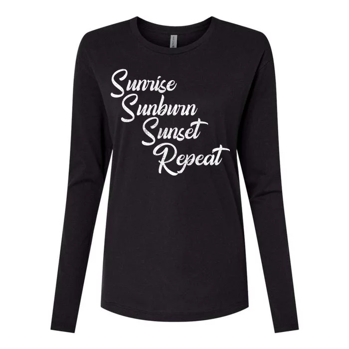 Sunrise Sunburn Sunset Repeat Vintage Womens Cotton Relaxed Long Sleeve T-Shirt