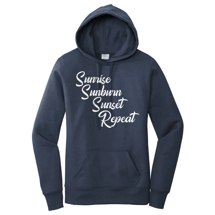 Sunrise Sunburn Sunset Repeat Vintage Women's Pullover Hoodie