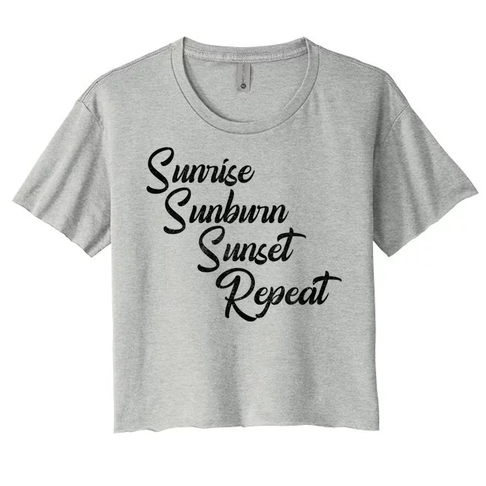 Sunrise Sunburn Sunset Repeat Vintage Women's Crop Top Tee