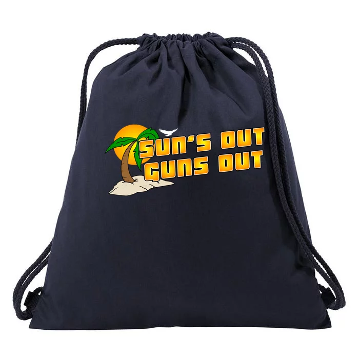 Sun's Got Guns Out Drawstring Bag