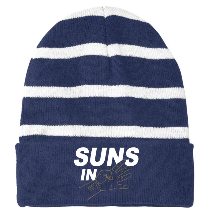 Suns In 4 Playoff Basketball Striped Beanie with Solid Band