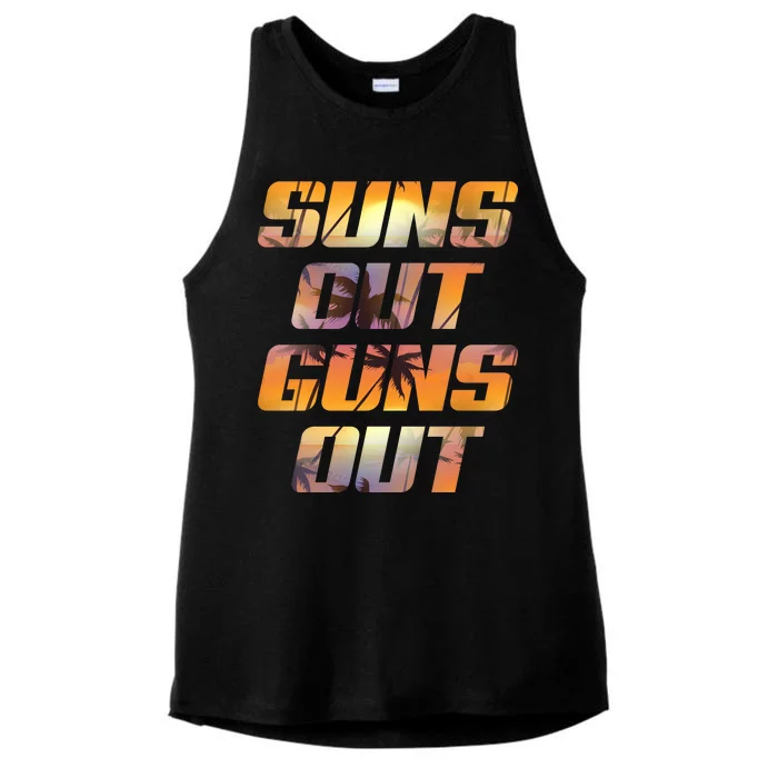 Suns Out Guns Out Summer Ladies Tri-Blend Wicking Tank