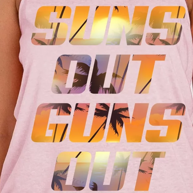 Suns Out Guns Out Summer Women's Knotted Racerback Tank