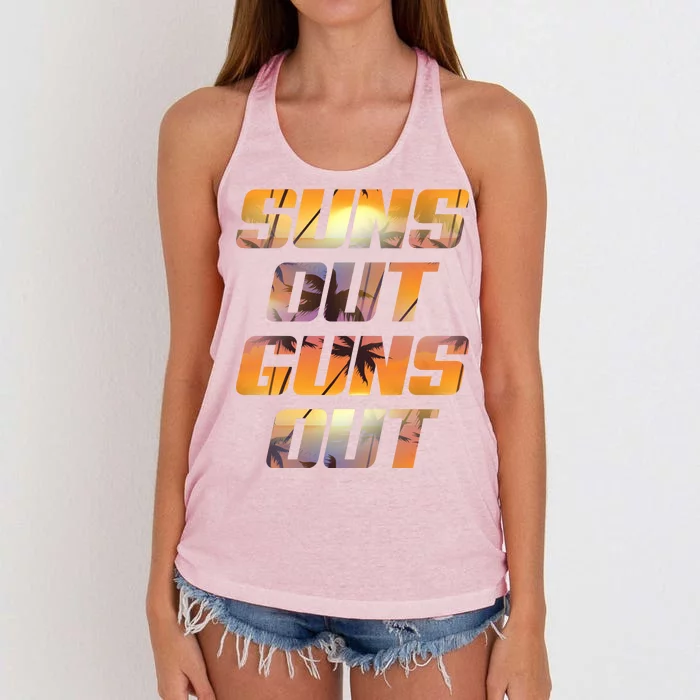 Suns Out Guns Out Summer Women's Knotted Racerback Tank