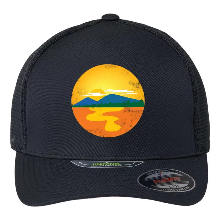 Sunset And Mountains Flexfit Unipanel Trucker Cap