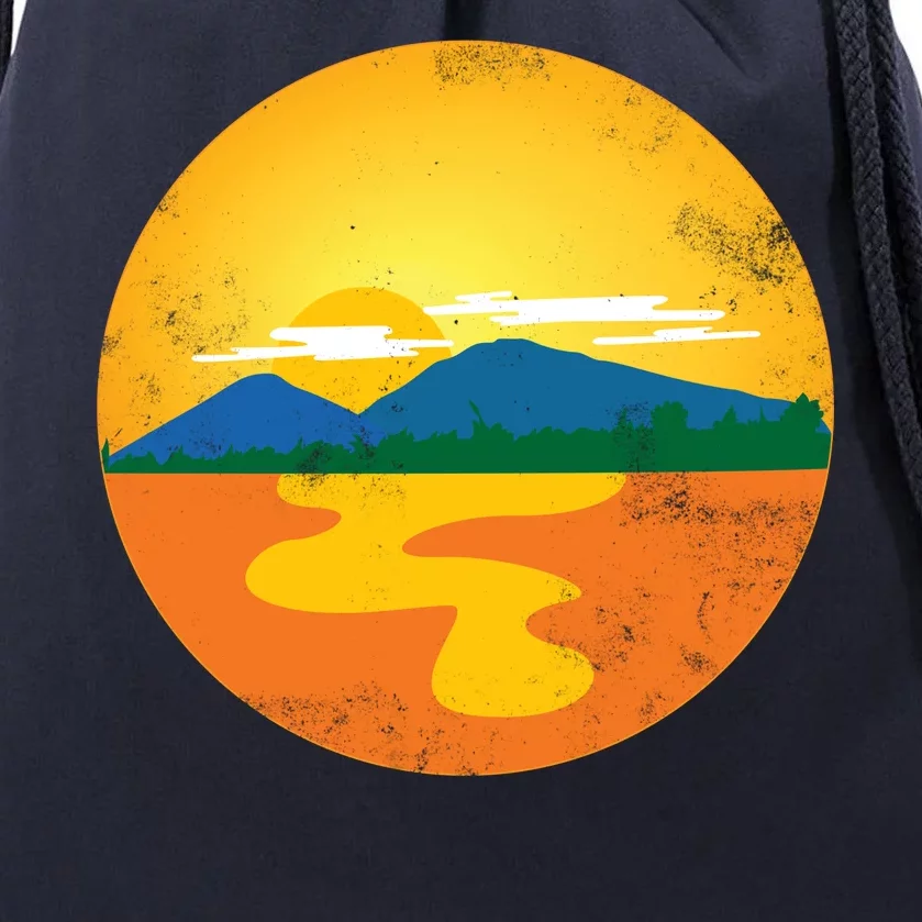 Sunset And Mountains Drawstring Bag