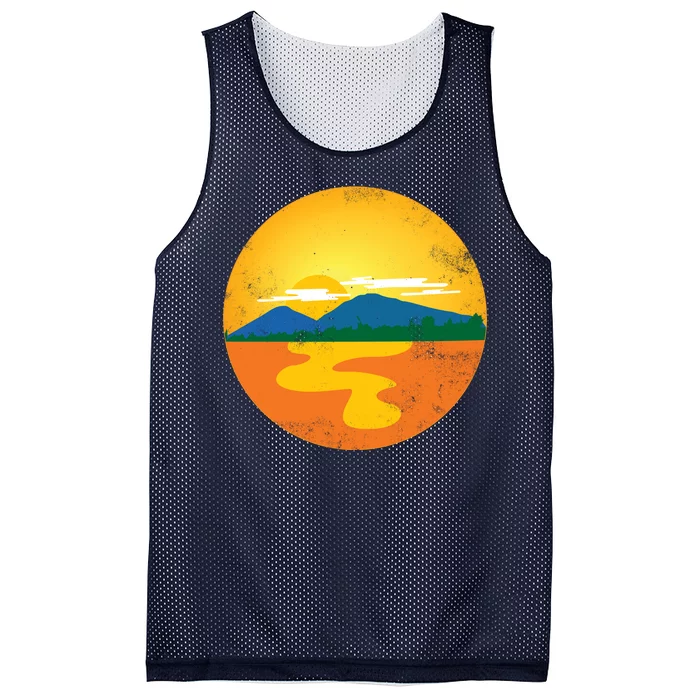 Sunset And Mountains Mesh Reversible Basketball Jersey Tank