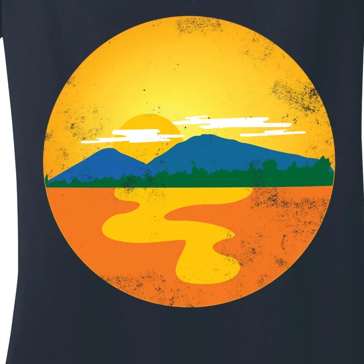 Sunset And Mountains Women's V-Neck T-Shirt