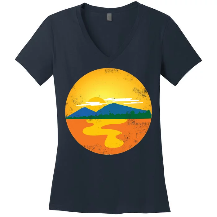 Sunset And Mountains Women's V-Neck T-Shirt